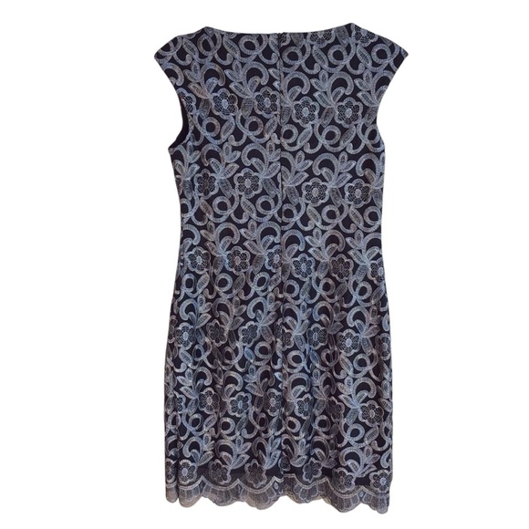 Lauren Ralph Lauren Metallic Embroidered Floral Cap Sleeve Sheath Dress … - Picture 5 of 10